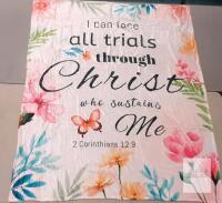 Inspirational Christian Throw Blanket - 50"x60" Floral, "Christ Sustains Me", 2 Corinthians 12:9