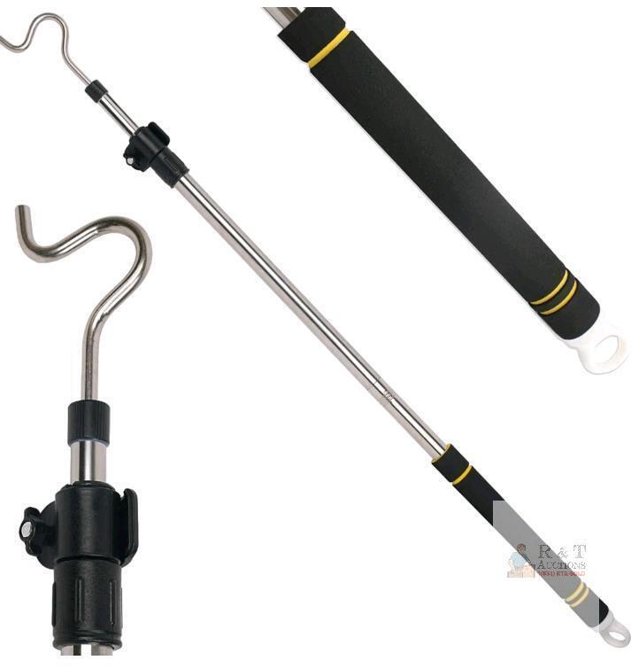 Extendable Clothes Hook Pole, Stainless Steel, 37"&ndash;64" Length, Foam Handle, S-Hook