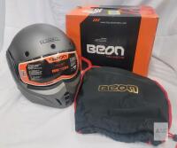 BEON B-707 Modular Helmet DOT Large Matte Gray Stratos Anti-Scratch Visor with Bag & Box