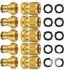 Brass 3/4-Inch Garden Hose Quick Connect Fittings Set of 6
