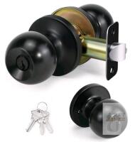 Black Entry Door Knob Lockset, Keyed, 3 Keys, X003XRRO43, Matte Finish, New