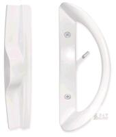 3-15/16&rdquo; Patio Door Handle Set, White, Universal Fit, Thumb Latch, Hardware Included