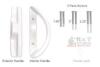 3-15/16&rdquo; Patio Door Handle Set, White, Universal Fit, Thumb Latch, Hardware Included - 2
