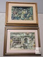 Framed 3D Shadow Box Prints of Victorian Toy Shop and Apothecary Scenes