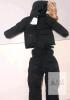 Children's Black Two-Piece Snowsuit Set with Removable Faux Fur Trim and Bib Pants