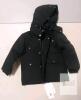 Children's Black Two-Piece Snowsuit Set with Removable Faux Fur Trim and Bib Pants - 2