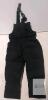 Children's Black Two-Piece Snowsuit Set with Removable Faux Fur Trim and Bib Pants - 3