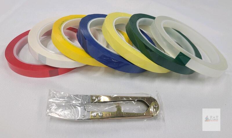 Colored Craft Tape 6-Pack (Red/White/Yellow/Blue/Green/Clear) with 4" Steel Thread Snip