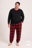 New Size 2XL 2-Piece Mens Christmas Pajama Set, &ndash; Black & Red Plaid
