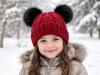 NEW Creekstone Kids Red Satin-Lined Winter Beanie Hat with Double Faux-Fur Pom Poms, Ages 1&ndash;7