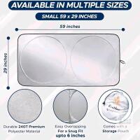 EcoNour Car Windshield Sunshade 59"x29" Foldable 240T Polyester with Storage Pouch, Silver