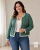 NEW Allegra K Women&rsquo;s Green Tweed Open-Front Cropped Blazer Jacket, Size L