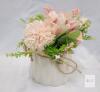 Artificial Floral Arrangement in White Ceramic Vase with Twine Bow, Approx. 6.7" Tall