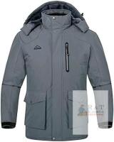 Outdoorsports Men's Gray Hooded Winter Parka, US Medium, Multiple Pockets