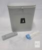 Wall-Mounted Plastic Trash Can 3 Gal, Flip Top Lid, Adhesive Mount, Gray, Bag Holder Included