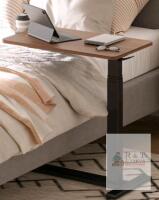 Adjustable Overbed Table, 27.6"x15.75" Top, Height 26"-41.7", 15.4 lbs, Dark Wood & Black Frame