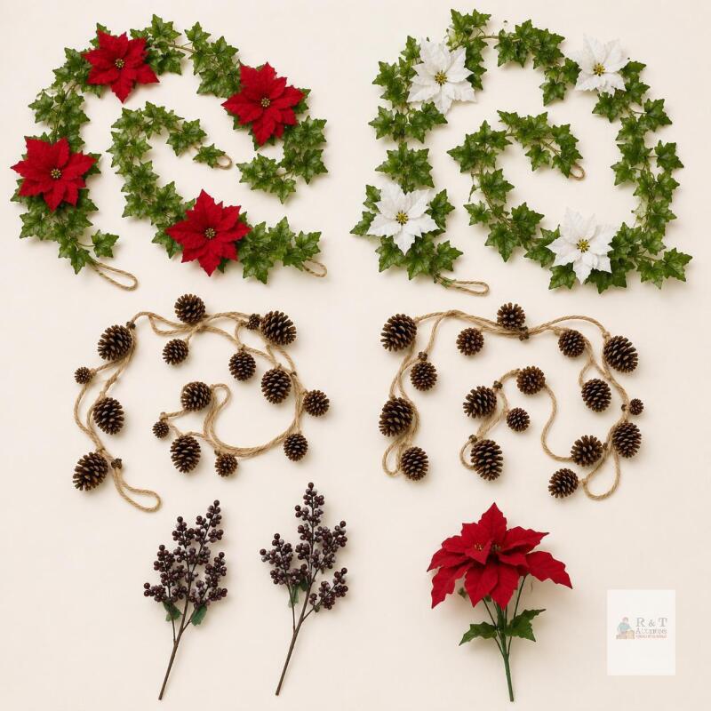 Dollar General Holiday Style Assorted Christmas Garlands & Floral D&eacute;cor Lot &ndash;