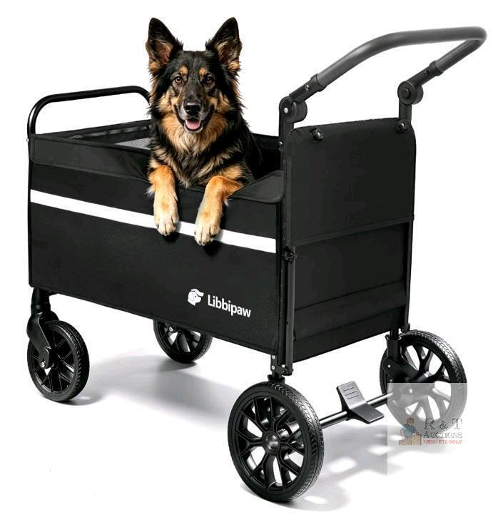 Libbipaw Foldable Dog Wagon Cart, 200 lb Capacity, Black, All-Terrain Wheels