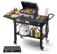 LETEUKE Portable Outdoor Grill Cart/Table, 43" x 17" x 30", Heavy-Duty Carbon Steel, 450 lbs Capacity