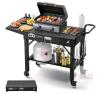 LETEUKE Portable Outdoor Grill Cart/Table, 43" x 17" x 30", Heavy-Duty Carbon Steel, 450 lbs Capacity