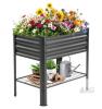 Veezyo Raised Metal Garden Bed with Shelf, Set of 2, 31.8"x20"x31.5", Black, SKU HYX-190620-2A - 3