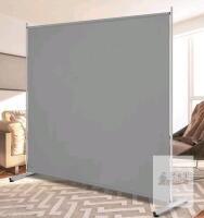 Freestanding Privacy Screen, 71" x 72", Grey, Alloy Steel Frame, HDPE Fabric Panel