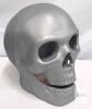 Pair of Silver Skull LED Lights with Blue Glow, Plastic, 8" Tall, Battery-Powered, Halloween Decor - 2