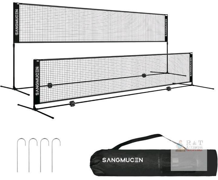 SANGMUCEN 10ft Adjustable Multi-Sport Net Set, Steel Frame, Carry Bag, Height 42"-60", Black