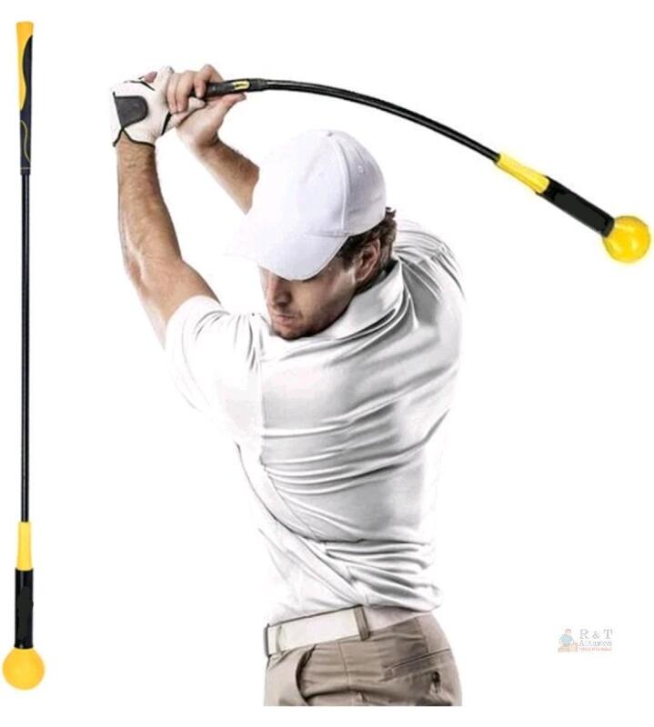 48" Golf Swing Trainer Flexible Shaft Weighted Tempo Aid &ndash; Black/Yellow, Adult, All Skill Levels