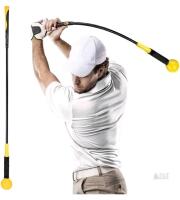 48" Golf Swing Trainer Flexible Shaft Weighted Tempo Aid &ndash; Black/Yellow, Adult, All Skill Levels