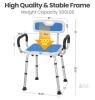 Careboda CBS05 Adjustable Shower Chair with Removable Backrest and Arms, 300 lbs Capacity - 3