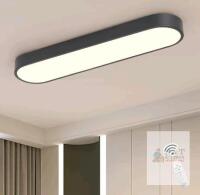 Linear Modern LED Ceiling Light, 25.6in Black, Dimmable, 36W, Remote, CCT 3000&ndash;6000K