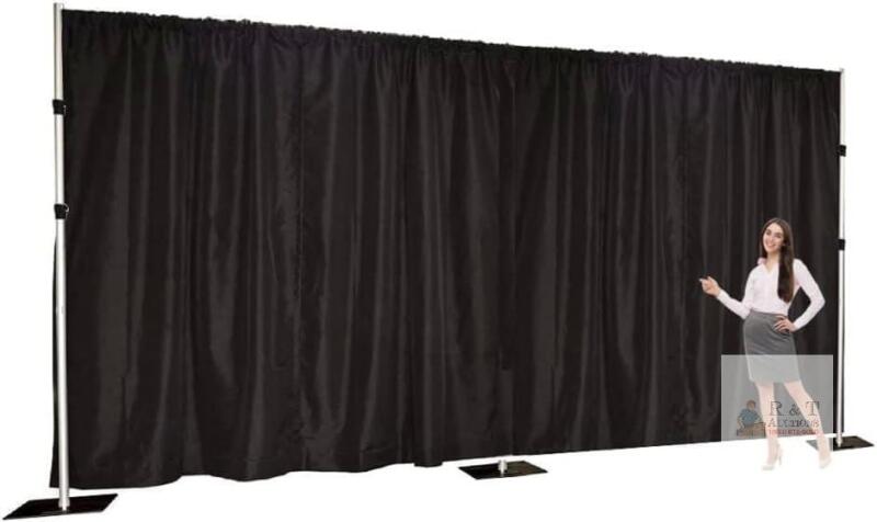 As New Extra Wide Two Layers One Piece Trade Show Booth Backdrop, Black, 25x8ft