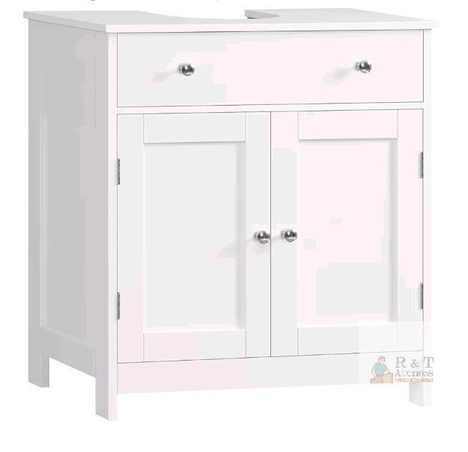 TEENFON CNYSQ033W Pedestal Sink Storage Cabinet, White, 23.6&rdquo; W x 11.8&rdquo; D x 25.6&rdquo; H