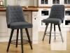Counter Height Swivel Bar Stool, Set of 2, Dark Gray Upholstery, 26 in Seat Height