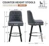 Counter Height Swivel Bar Stool, Set of 2, Dark Gray Upholstery, 26 in Seat Height - 2