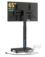 AX WABER AX1004TBM Rolling TV Stand, 27-65" TVs, 88 lbs Capacity, 80&deg; Swivel, Height Adjustable