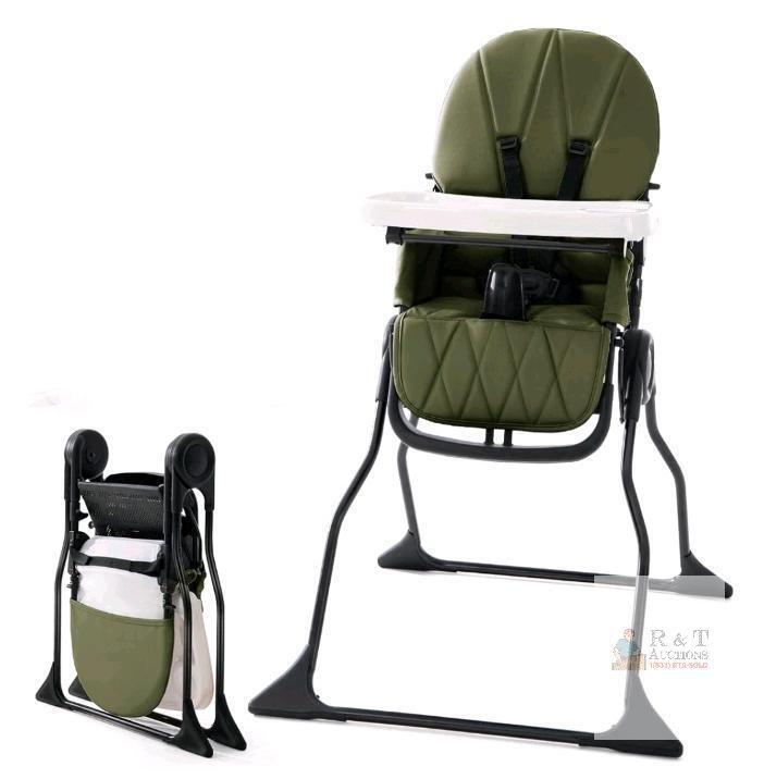 ASTM Approved Foldable Baby High Chair, Olive Green, 5-Point Harness, 40 lb Capacity, 38.7&rdquo; Height