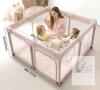Joypony Baby Playpen, 50"x50"x27", Mesh Sides, Play Mats, Zippered Door, Beige, Large Square