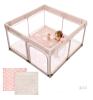 Joypony Baby Playpen, 50"x50"x27", Mesh Sides, Play Mats, Zippered Door, Beige, Large Square - 2