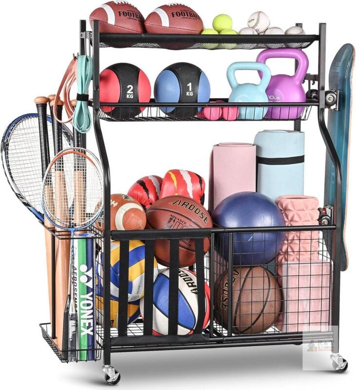 NEW PLKOW Rolling Sports Equipment Storage Organizer (assembly required)