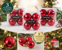3 Packages (packaging slightly creased from transit) Holiday Style Red Disco Ball Christmas Ornaments &ndash; 12 Ornaments Total