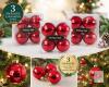 3 Packages (packaging slightly creased from transit) Holiday Style Red Disco Ball Christmas Ornaments &ndash; 12 Ornaments Total