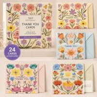 New Sweetzer & Orange Dust & Bloom Thank You Cards with Envelopes - Blank Greeting Card for Handwritten Messages - 4x5.5" Thank You Notes Set of 24 - Assorted Thank You Cards with Color Envelopes to Mix & Match