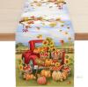 New Fall Pumpkin Table Runner, Farm Apple Truck Autumn Thanksgiving Table Runners for Kitchen Dining Coffee or Indoor and Outdoor Home Parties Decor 13 x 72 Inches SK087