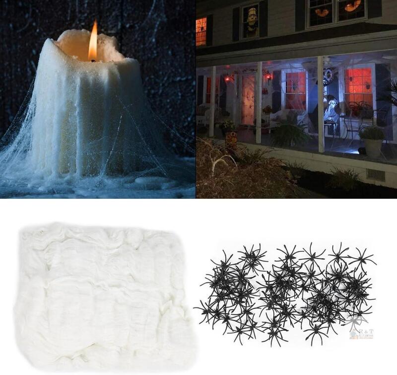 New 300g Halloween Spiders Web Decorations Super Stretch Spiders Web with 60 Fake Spiders