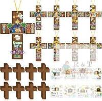 New 48 Pcs Christmas Nativity Craft Kit, Nativity Cross DIY Ornament
