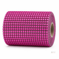 New Rose Red 24-Row Rhinestone Mesh Roll, 5 Yards