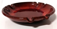 Vintage Rare Blue Mountain Pottery Round Red Ceramic Ashtray.