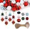 160pcs Christmas Wooden Beads for Crafts, Santa Claus and Father Christmas Ornament Kits With 10m/39.37in Twine, Craft Supplies for all ages